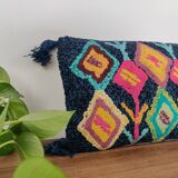 Coussin style berbere Azilal bleu nuit