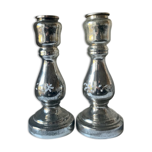 Paire de bougeoirs en - verre