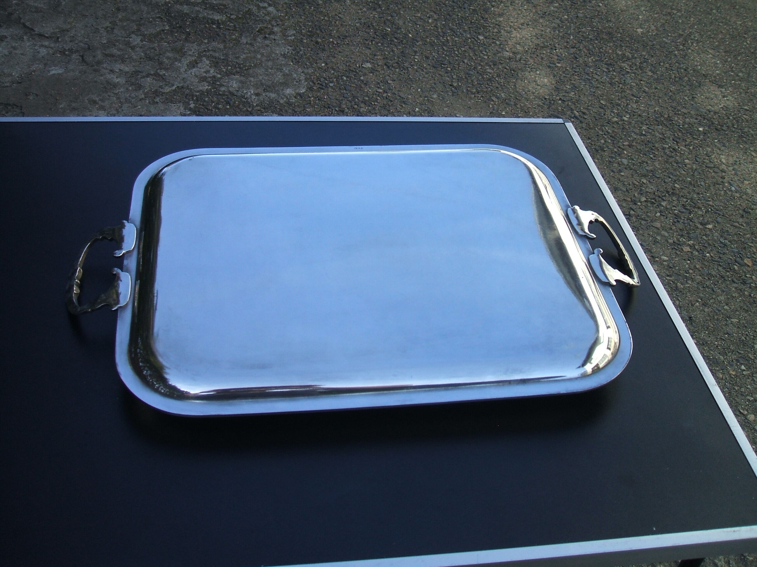 Silver metal service tray