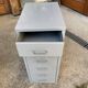 Grey metal industrial chest of drawers, 6 compact drawers, 1980s, utilitarian style.