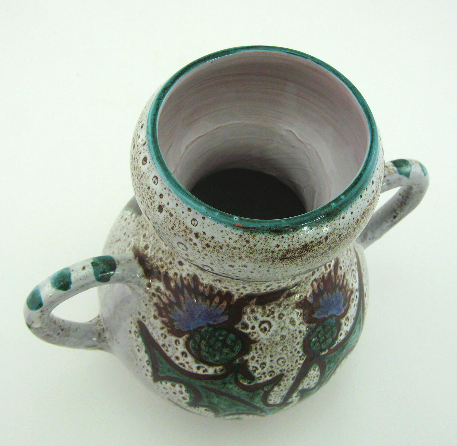 Ceramic vase - decoration flowers chardons - Etienne Daniel Vallauris France - vintage 70s