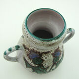 Ceramic vase - decoration flowers chardons - Etienne Daniel Vallauris France - vintage 70s