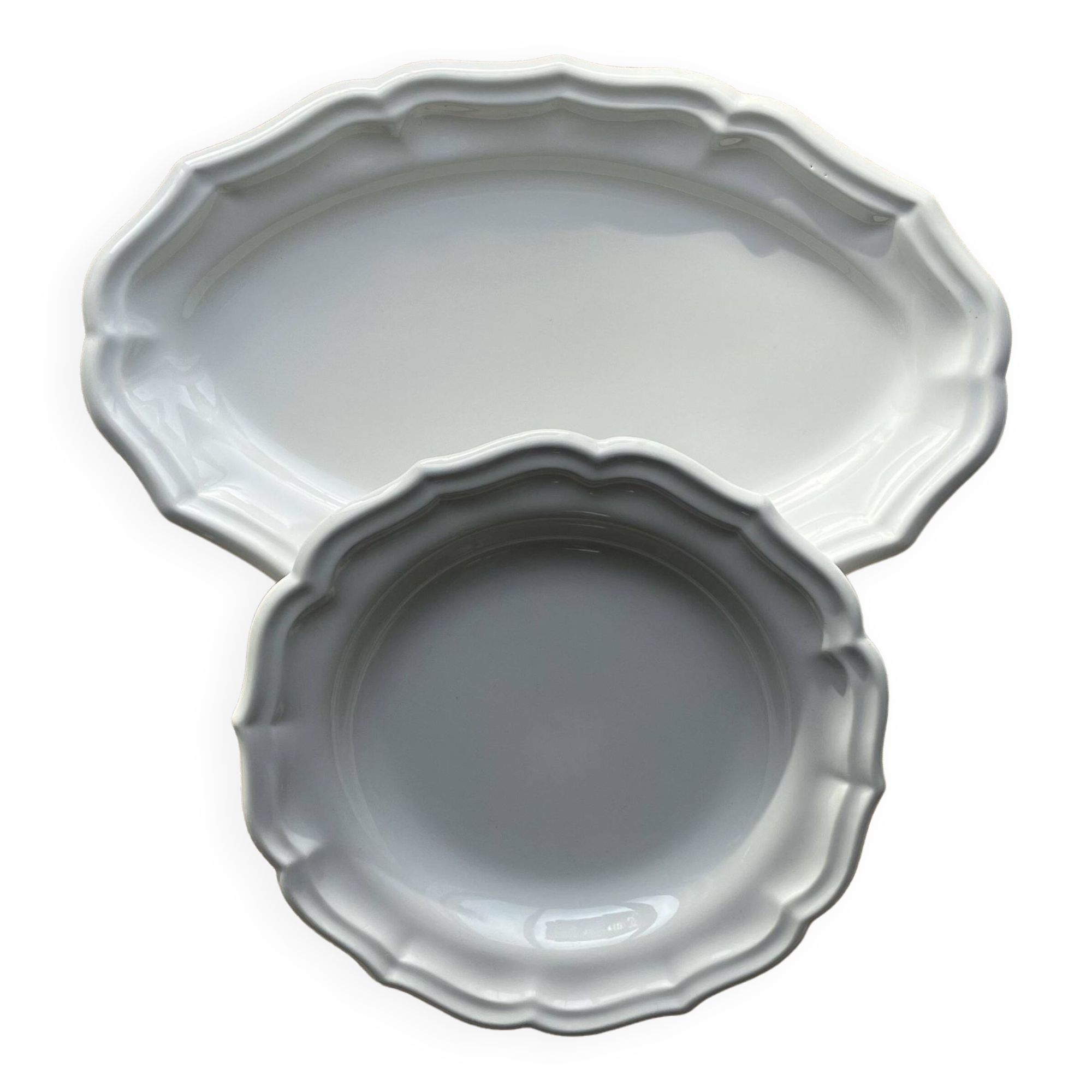 Duo de plats terre de fer Gien ivoire