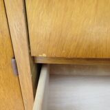 Wardrobe secretary child 60s wood and rattan feet compass