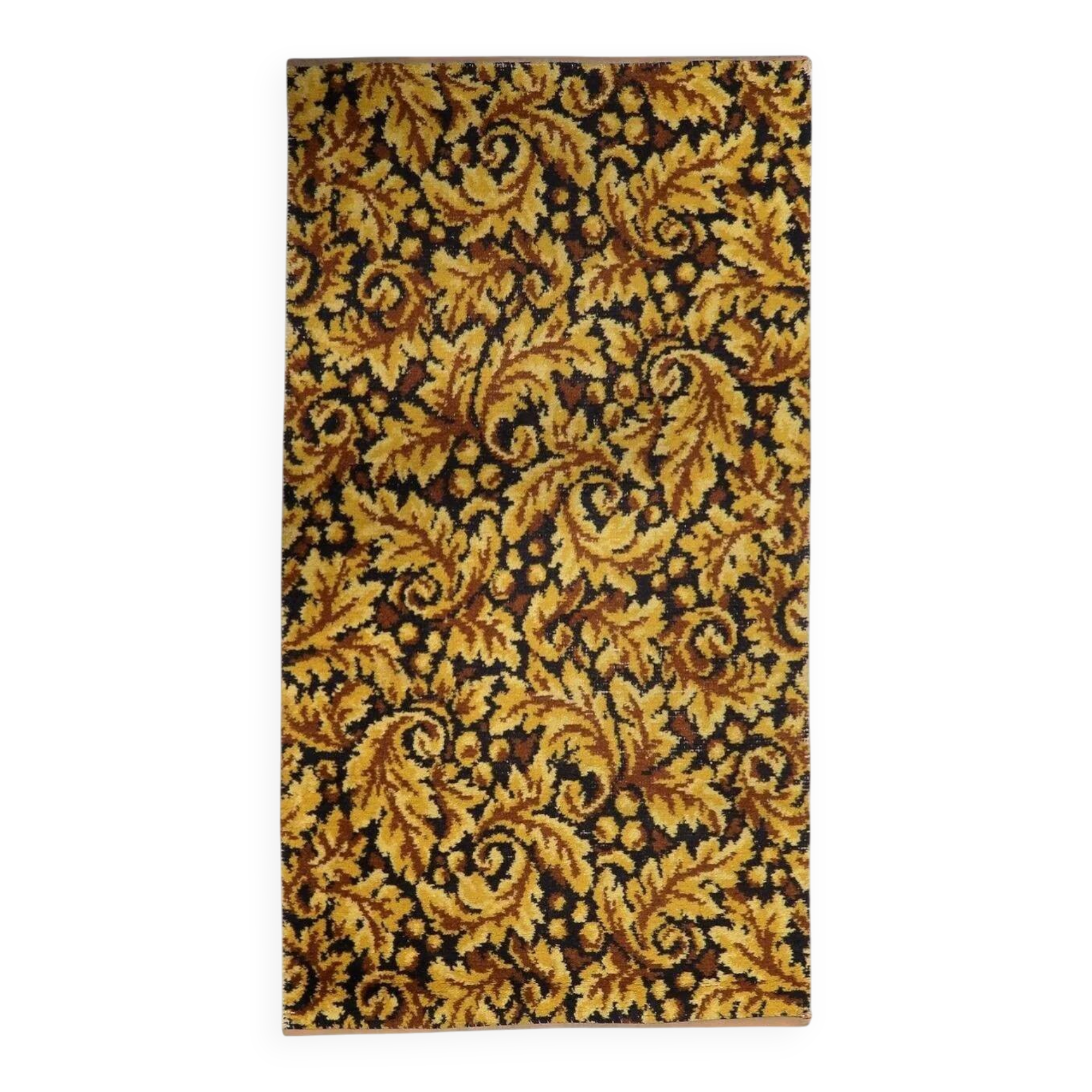 1960s German acrylic rug with gold and brown 2.2' x 4.1 - 1C1287