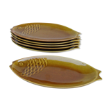 6 vintage fish-shaped plates