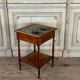 Refreshment table in mahogany, grey marble top, two zinc buckets, 18th century.