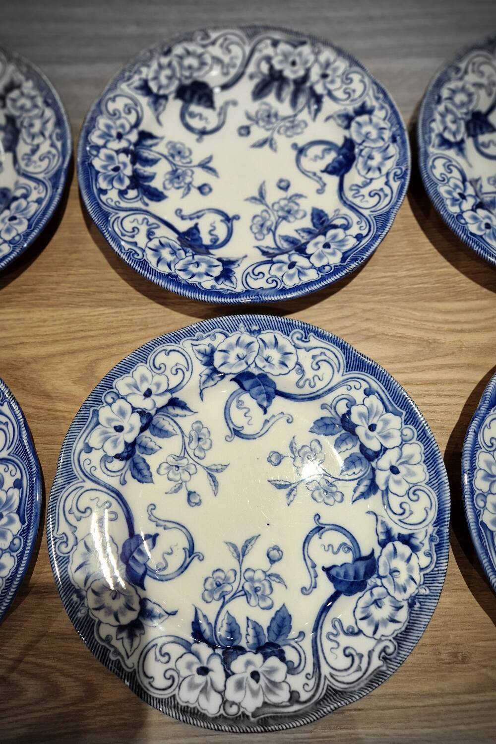 Lot of 6 flat plates Creil Montereau model Flora