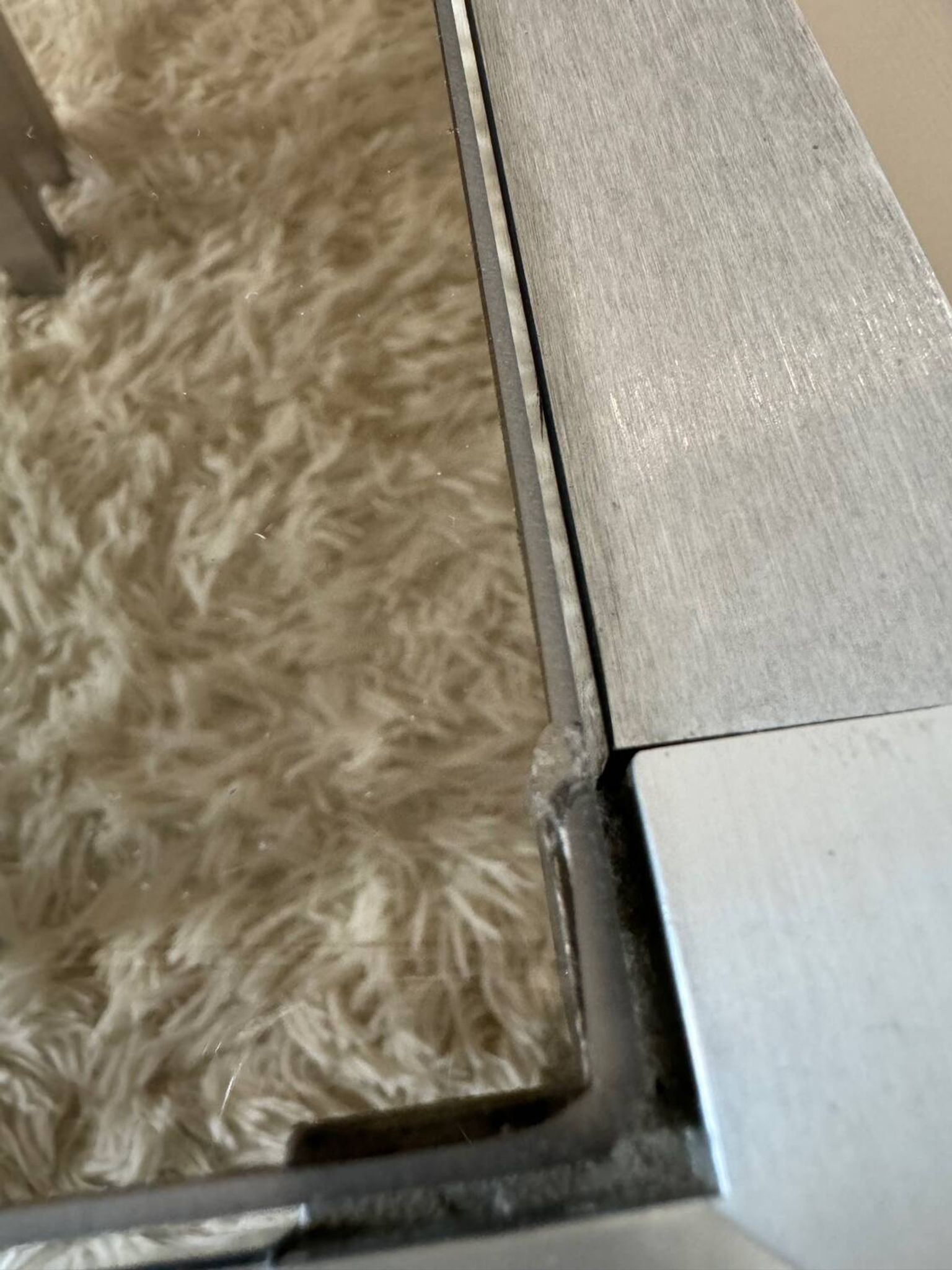 Table basse acier brossé design années 70 et gigognes
