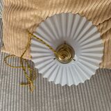 Vintage white pleated opaline pendant lamp