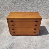 Vintage Scandinavian teak chest of drawers with 3 drawers and a chest