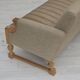 1970s, 3-seater Danish sofa, original beige furniture wool, solid oak wood.