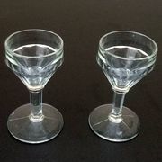 2 verres à pied bistrot verre transparent à facettes