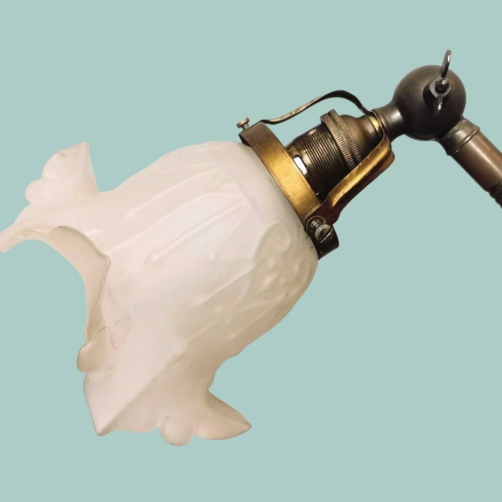 Art Nouveau brass flexible table lamp