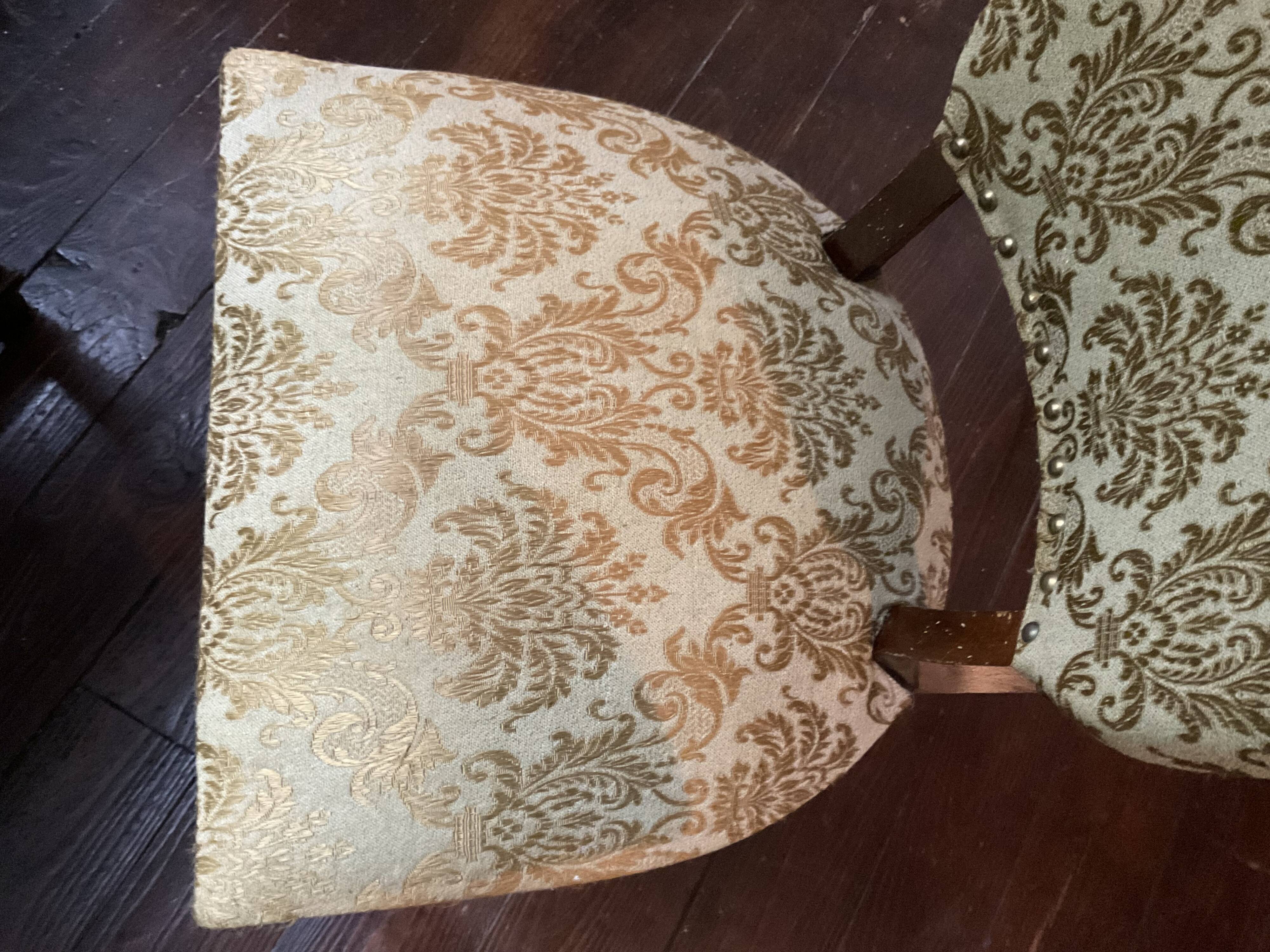 Pair of 60s bridge style velvet chairs