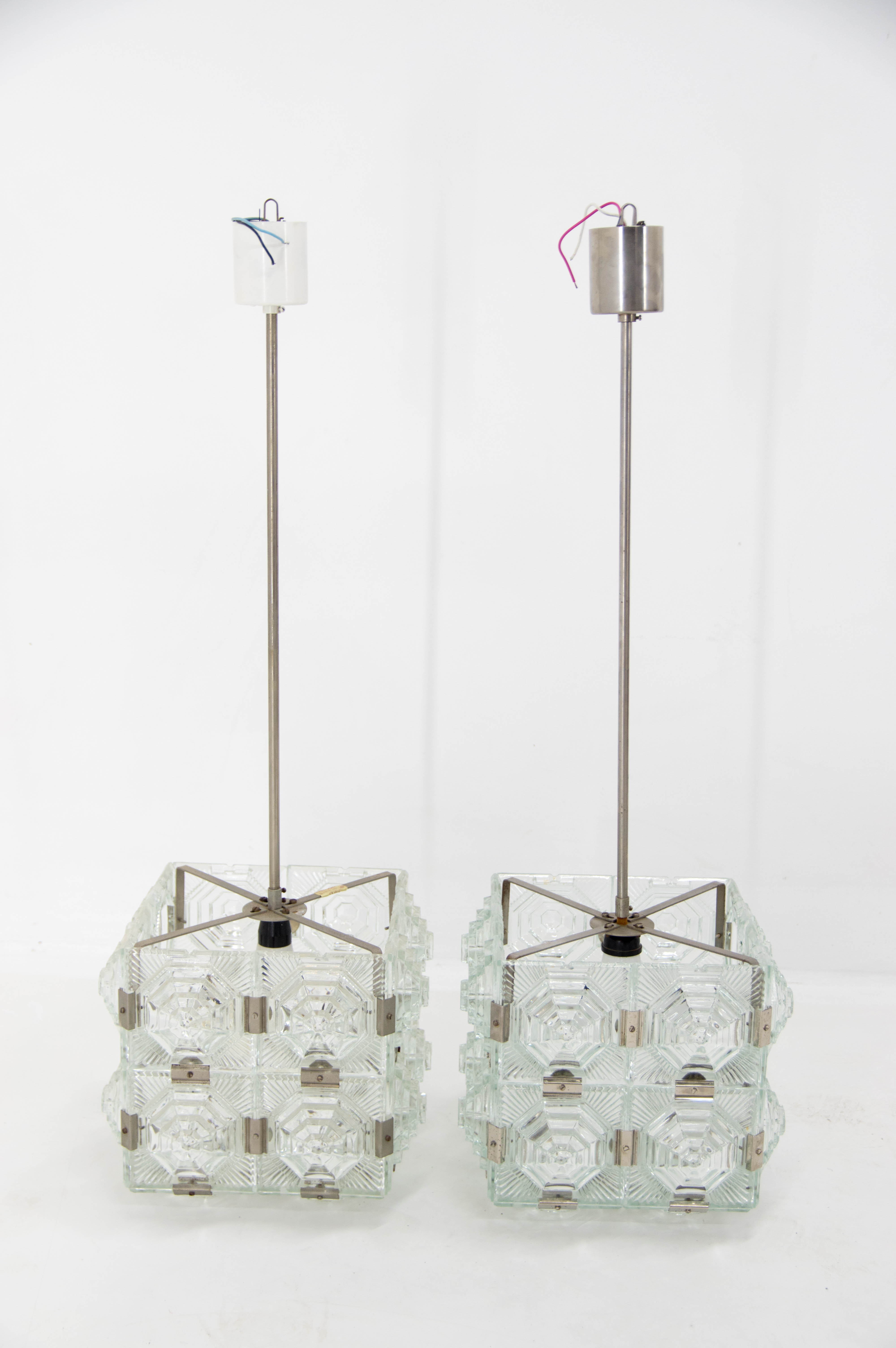 Set of Two Glass Pendant by Kamenicky Senov, 1960s