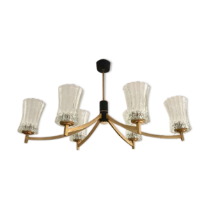 lustre 6 feux 1950 laiton