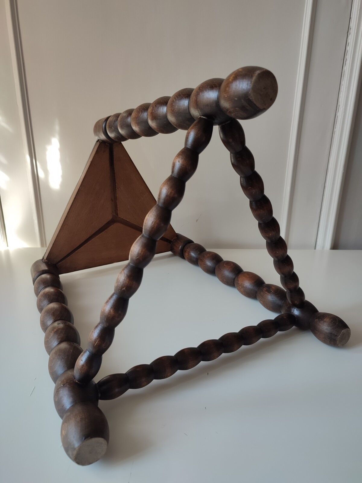 Wood tripod sofa end