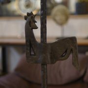 Wrought iron floor lamp in the style of the Marolles workshops from the 1950s.