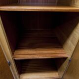 French wardrobe with tapered legs, 3 doors, 1 mirror (27*130), and 1 drawer.