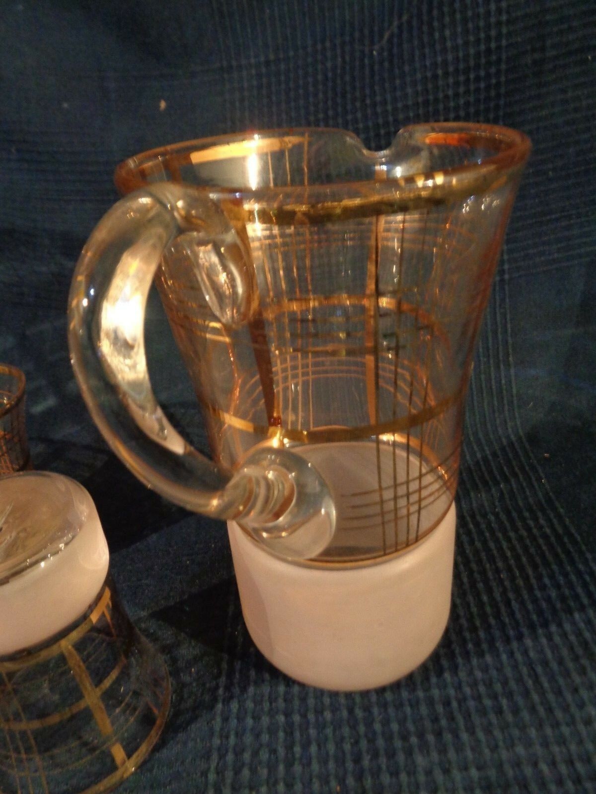 Carafe pitcher and crystal glass doree gilding old vintage gilding