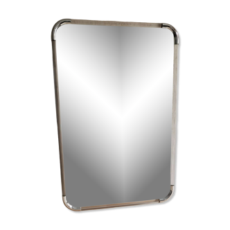 Rectangular mirror 70s plexiglass frame and chromed metal
