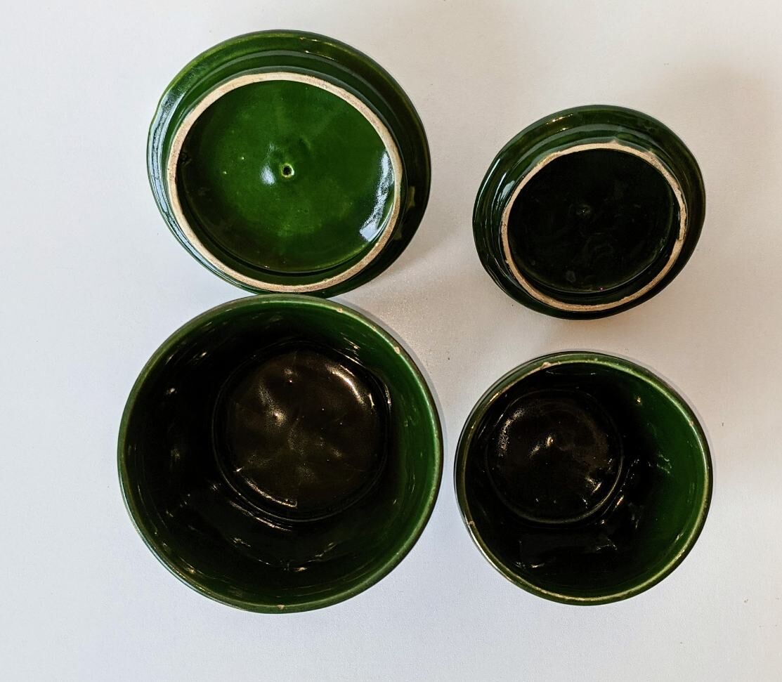 Spice pots enamelled floral decoration