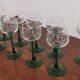 Lot of 10 Old green-stemmed wine glasses from Alsace Engraved vine decoration ARC crystal