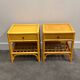 Pair of vintage bamboo & wood nightstands with drawer, 1970s