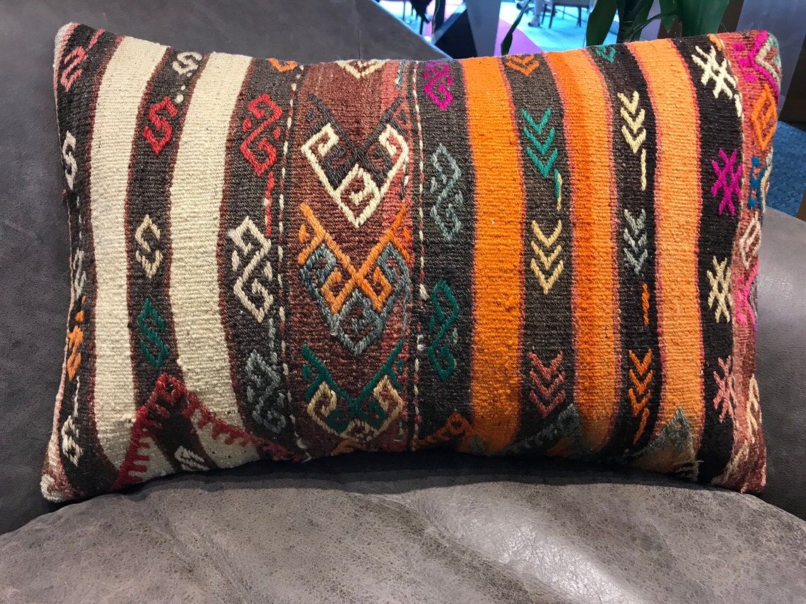 Vintage Orange Lumbar Cushion Cover 40x60cm