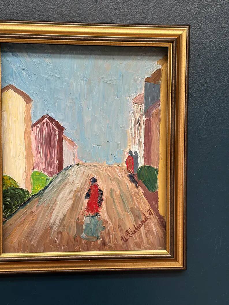 Original Swedish Oil on Panel – “Street Scene” by U. Ekshard – Signed – Dated 1971 – Vintage & Framed