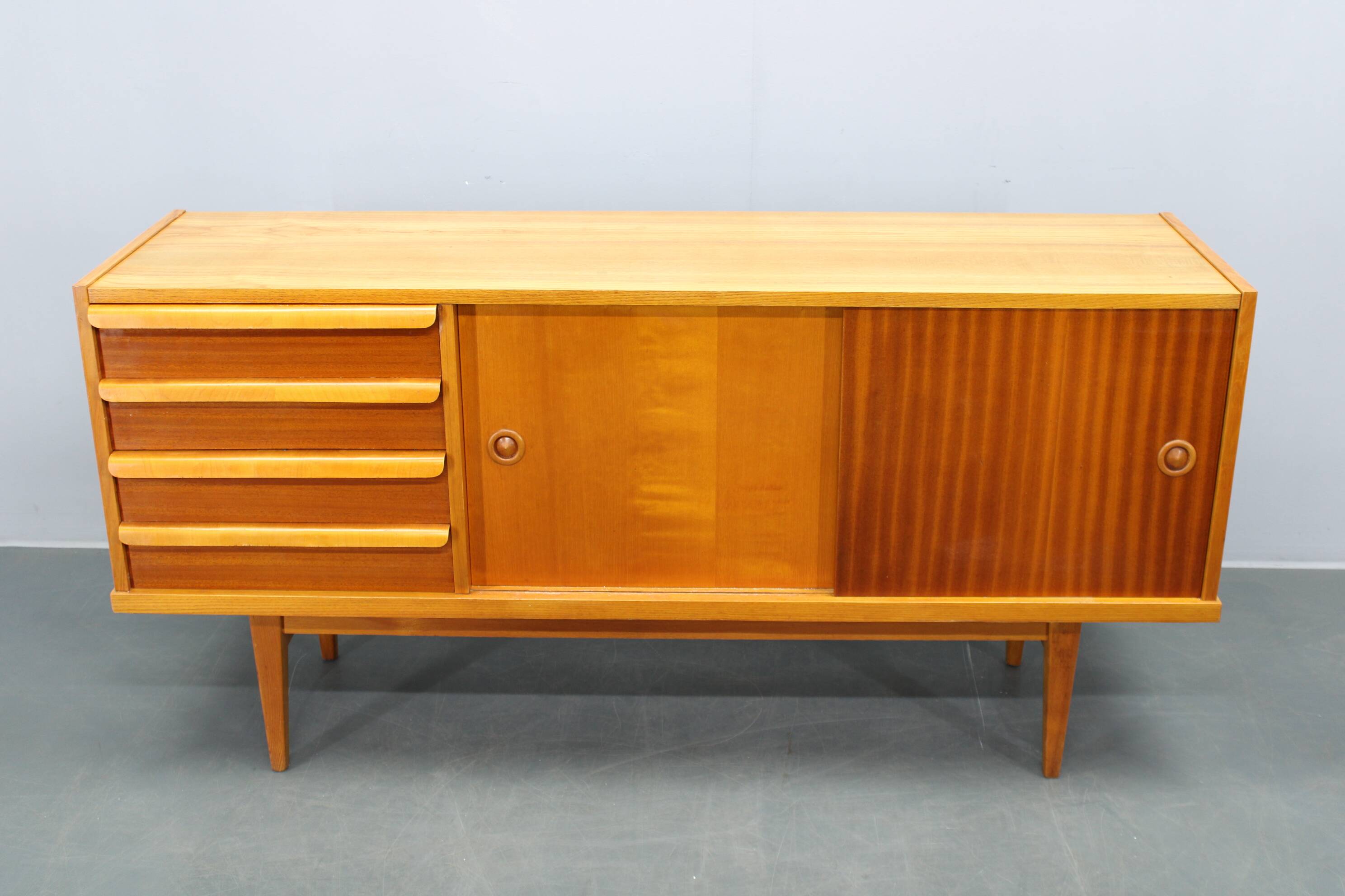Mid-century teak and maple sideboard, Czechoslovakia, 1960s