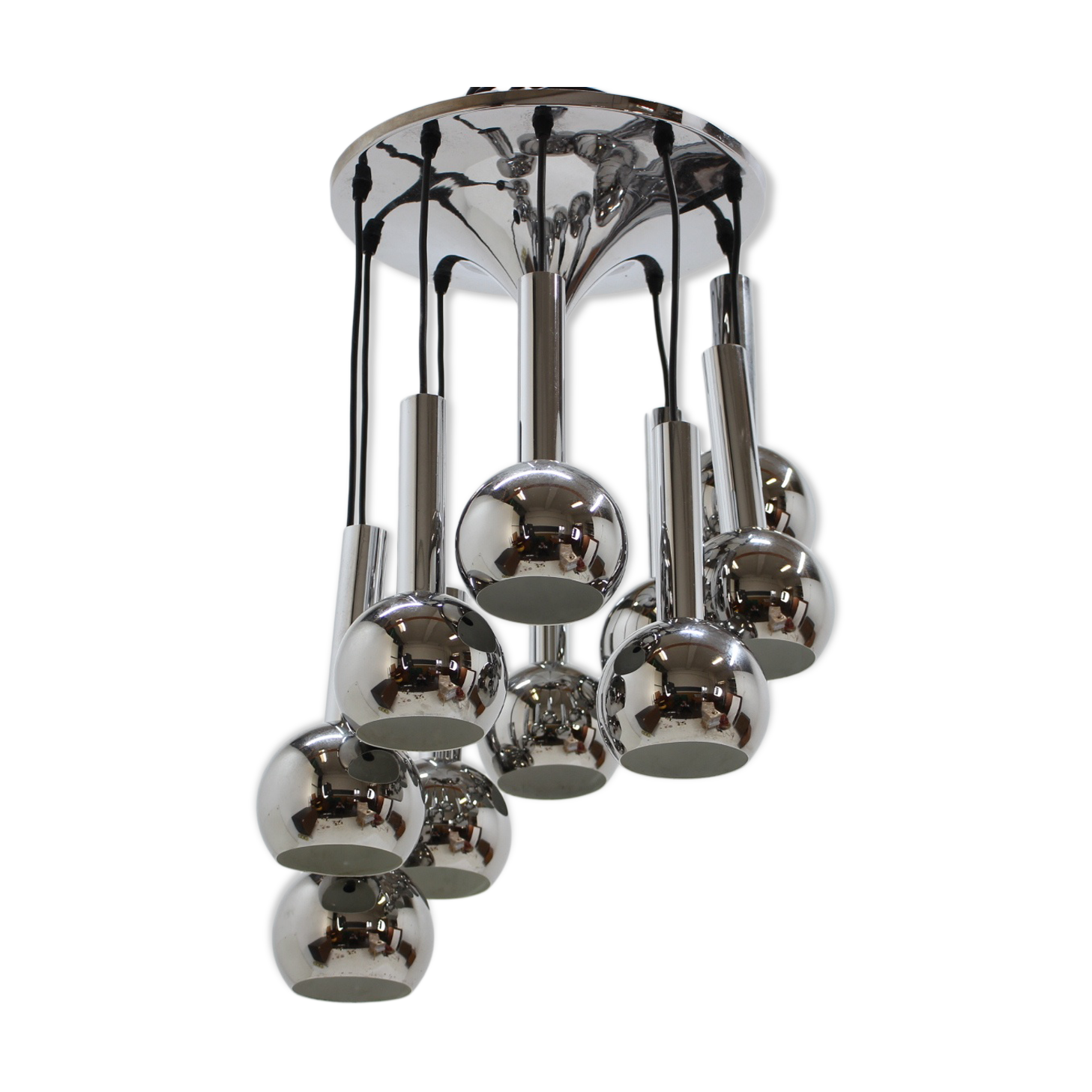 Beautiful cascade chrome pendant, 1970s