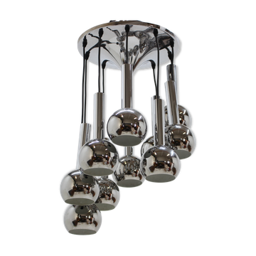 Beautiful cascade chrome pendant, 1970s