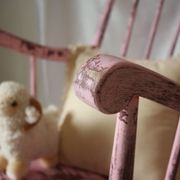 Rocking-chair vintage 50 in pink patina wood