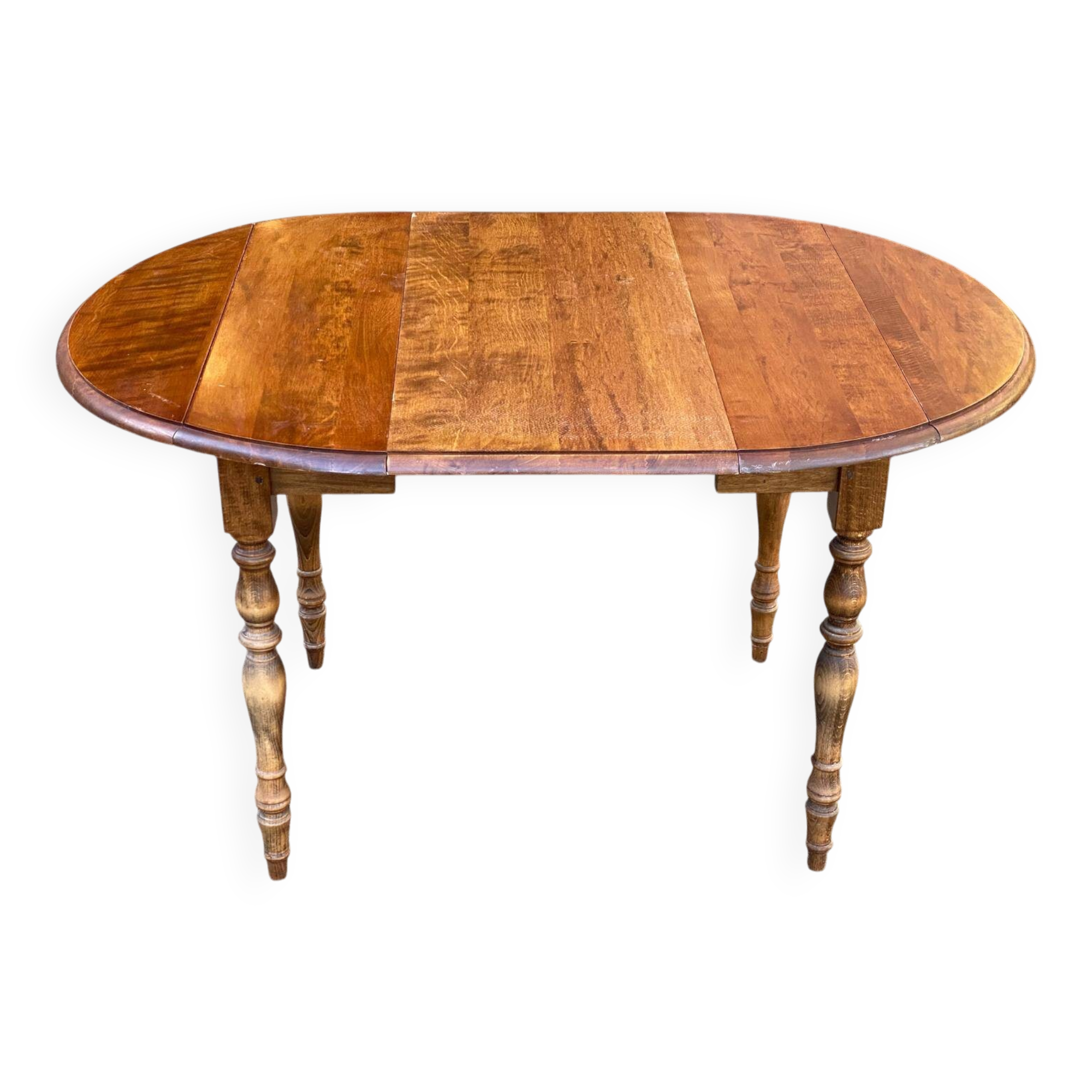 Round extendable dining table Louis Philippe 90cm with an extension.