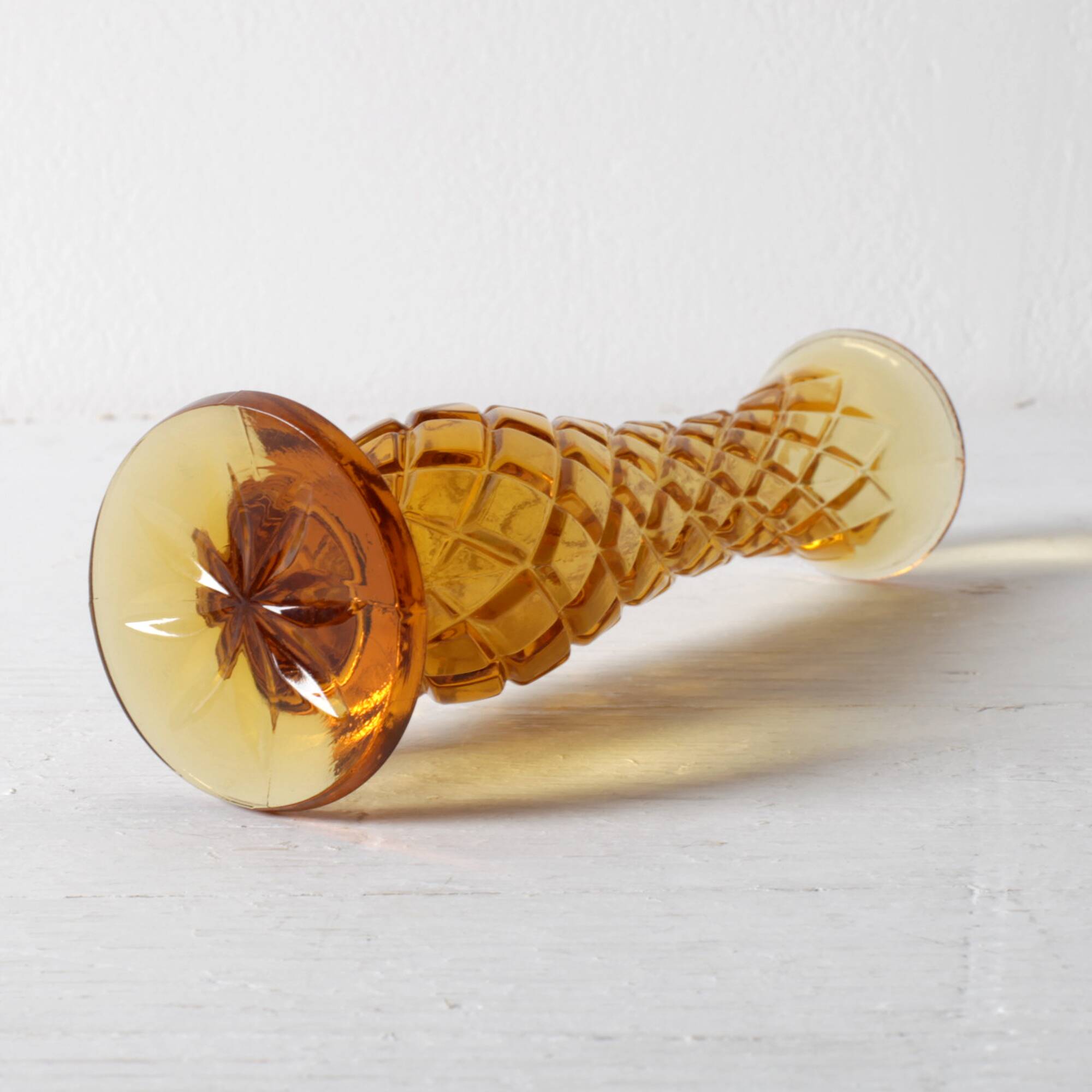 Small Vintage Amber Glass Vase / Mid-century Stylish Vase / Czechoslovakia