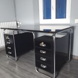 Black lacquered desktop Petr Vichr for Konova Bauhaus Ttchecoslovaque 1930 s