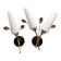 Pair of vintage wall sconces in brass with white glass tulips.