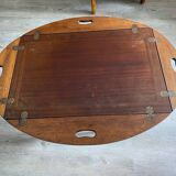 NAUTICAL STYLE FOLDING COFFEE TABLE WITH MAHOGANY BUTLER TOP