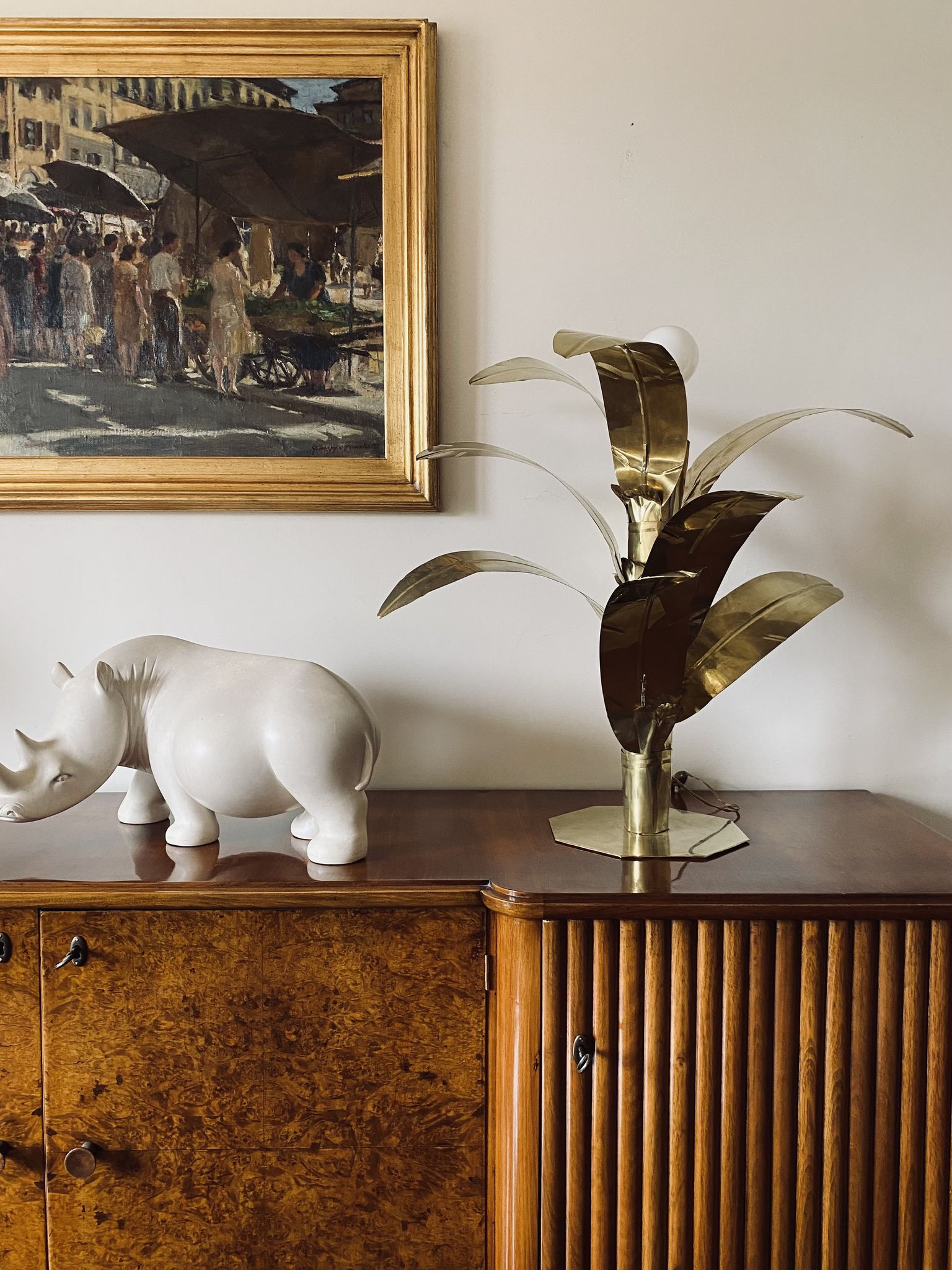 Palm tree brass floor/table lamp, Bottega Gadda Italy, 1960