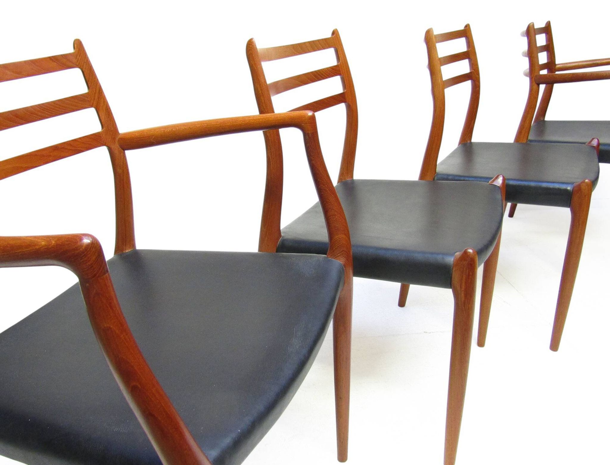Set of Four 1950s Danish Model 62 and Model 78 Dining Chairs by Niels Molle