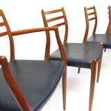 Set of Four 1950s Danish Model 62 and Model 78 Dining Chairs by Niels Molle