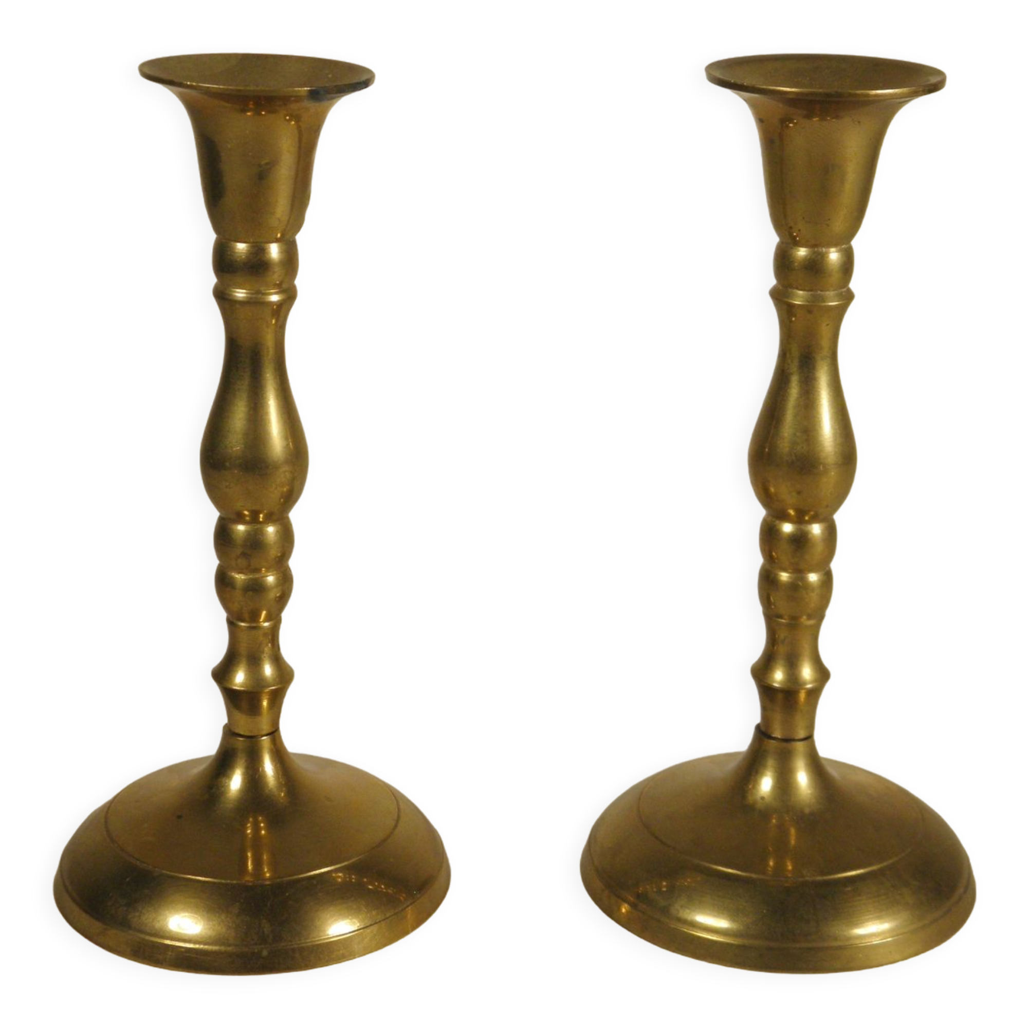Pair of brass candle holders
