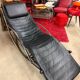 chaise longue italienne à bascule années 1980 en cuir et chrome