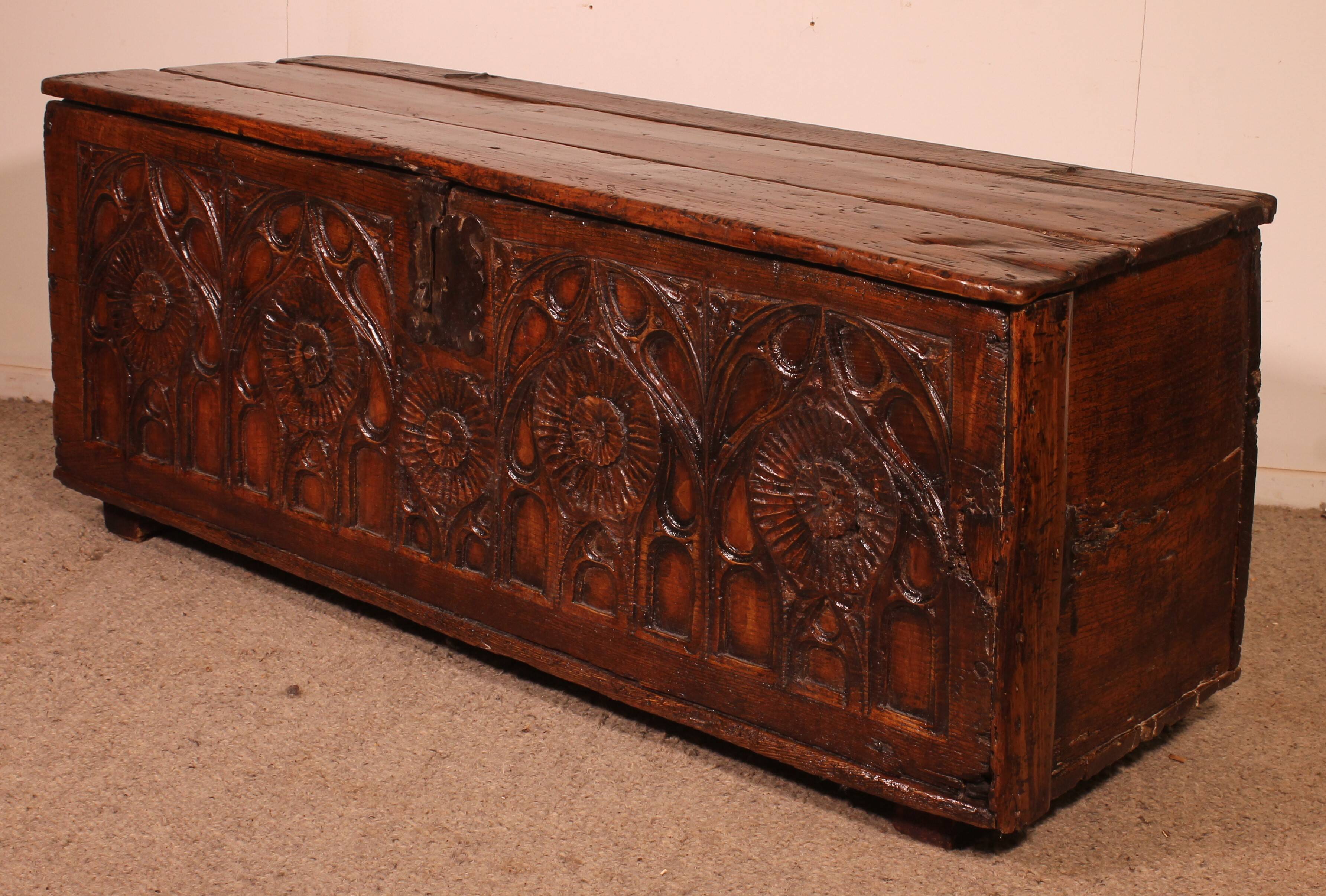 Gothic oak chest