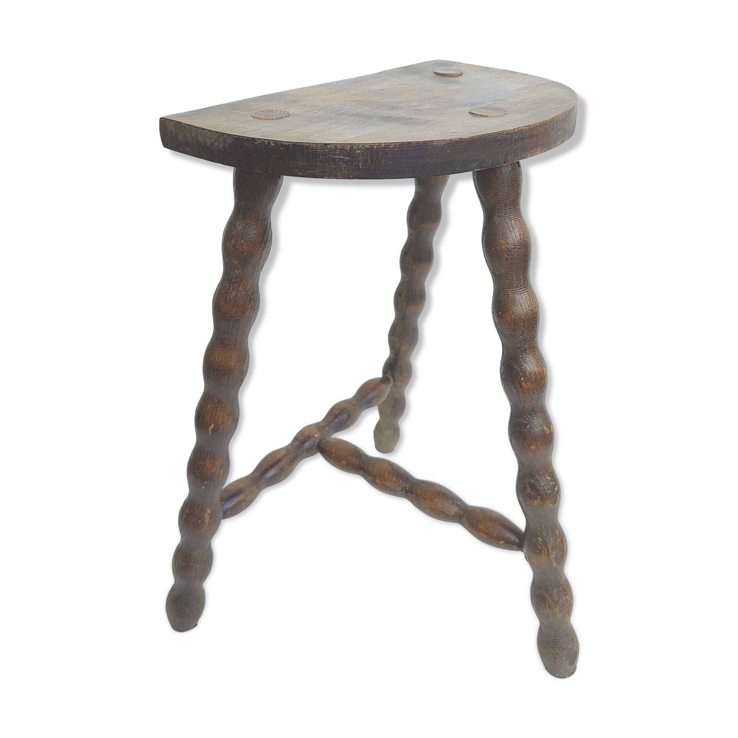 Tripod stool solid wood beaded feet