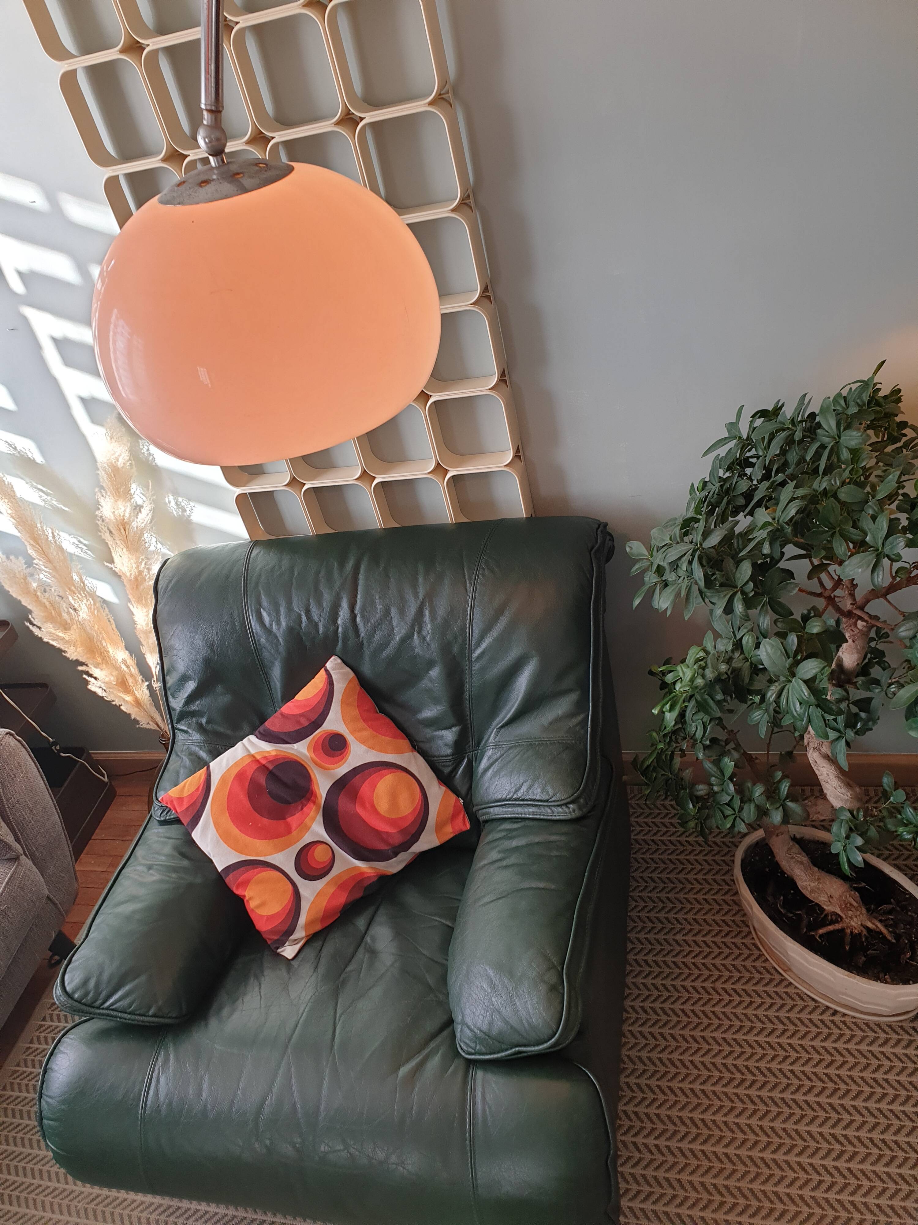 Fauteuil cuir vert anglais 1980