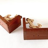 Serre-livres bois et bakélite ancres marines