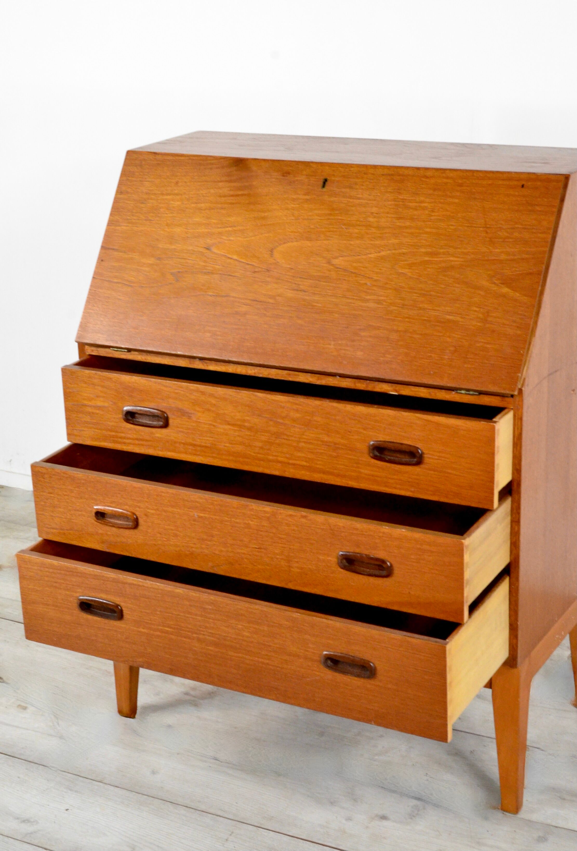 Midcentury Bureau / Desk / Cabinet In Teak. Vintage / Modern / Danish Style